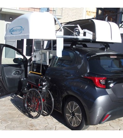 Grúa de elevación almacena silla de rueda plegable en cofre sobre techo de coche TRAN-WCT