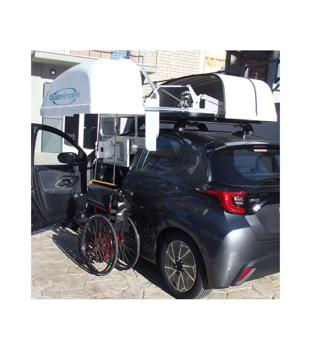 Grúa de elevación almacena silla de rueda plegable en cofre sobre techo de coche TRAN-WCT